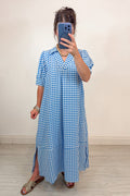 umgee blue gingham dress