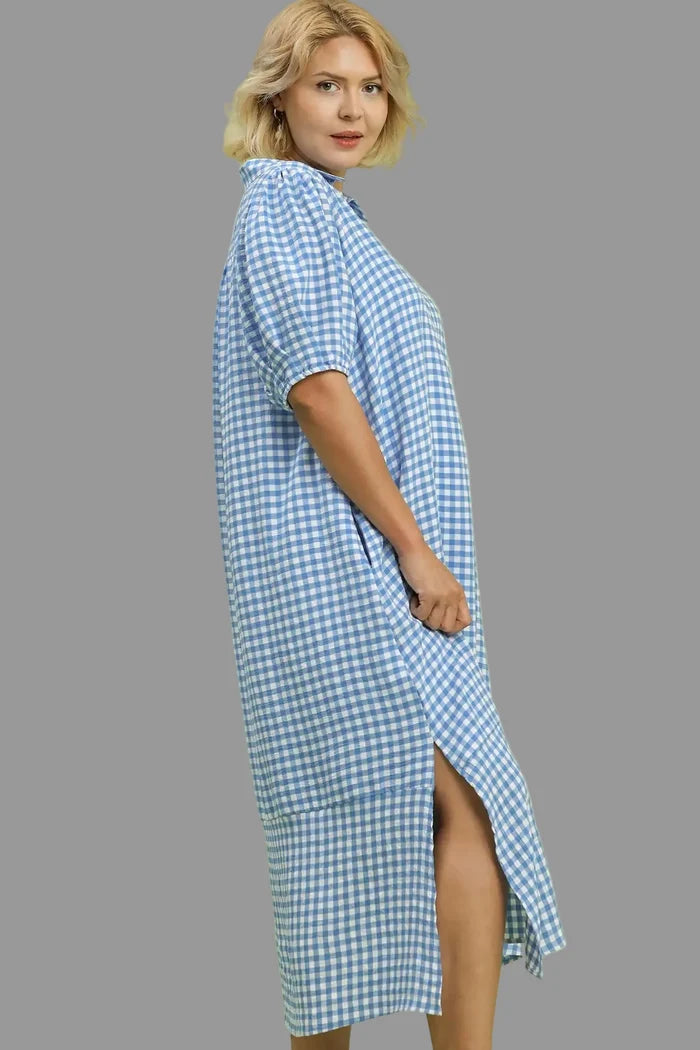 women's plus sizes umgee gingham dress with pockets