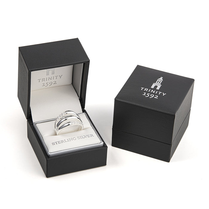Sterling Silver Long Room Inspired Crystal Set Ring