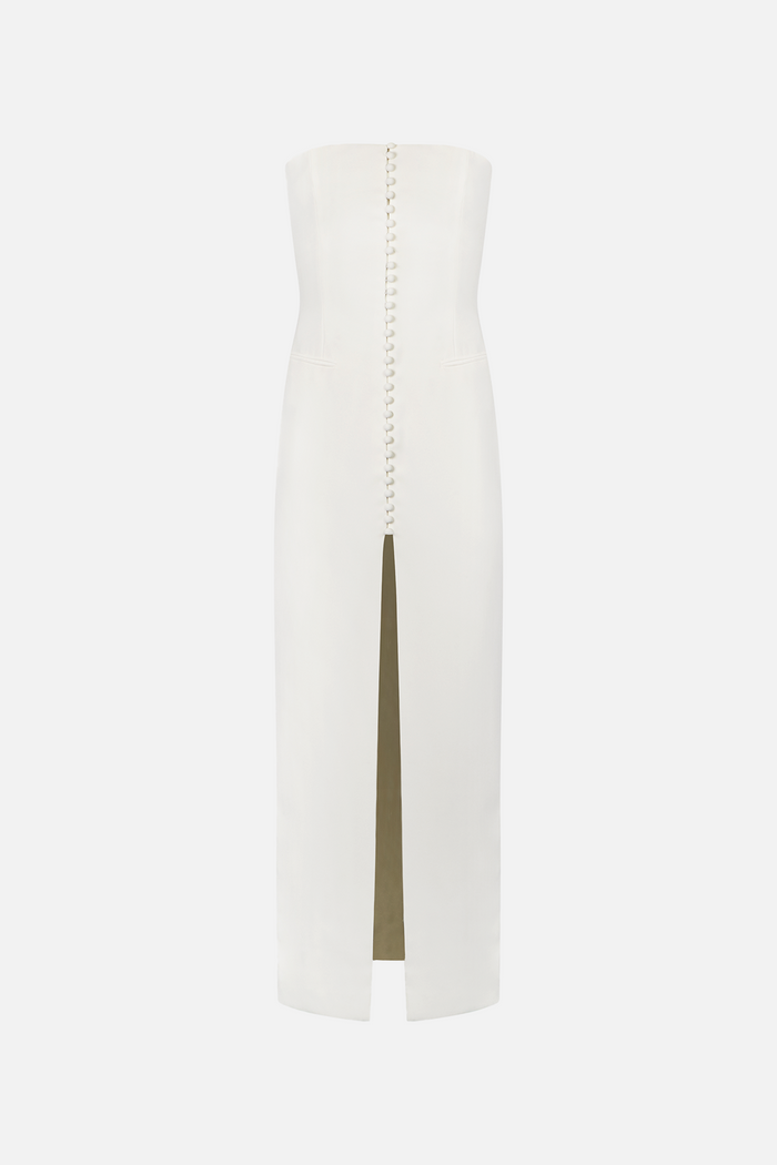 Strapless Peplum Maxi Dress - White