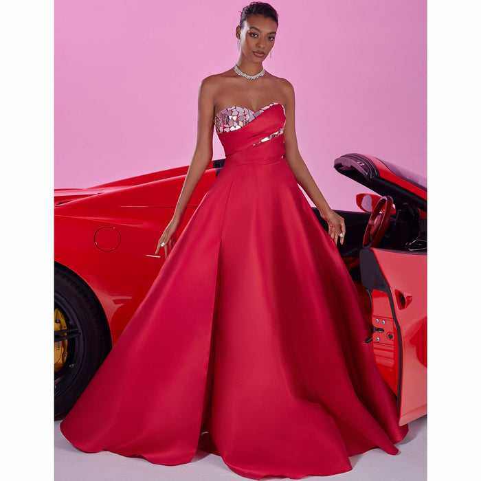 Stunning A-line Strapless Sweetheart Long Prom Dress with Leg Slit - Rosymae