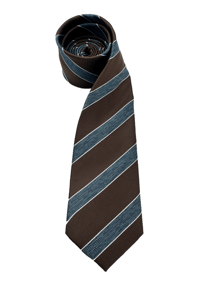 Stuyvesant Brown Denim Blue Striped Tie