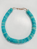 rondelle disk beaded necklace aqua blue