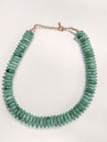 rondelle disk beaded necklace moss green