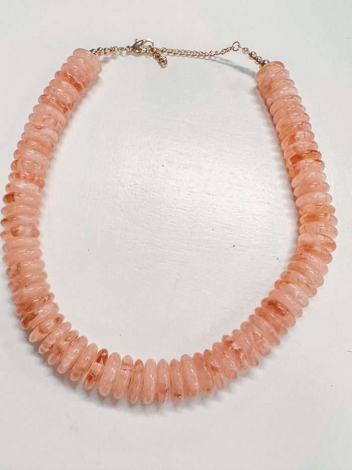 Stylish Rondelle Disk Beaded Tan Necklace