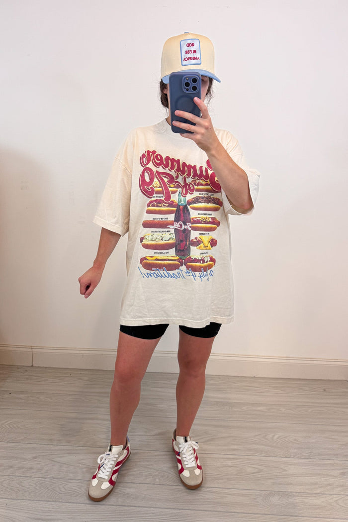 summer of 79 hot dog  memorial day graphic tee