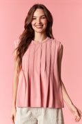 dusty pink pleated tank top