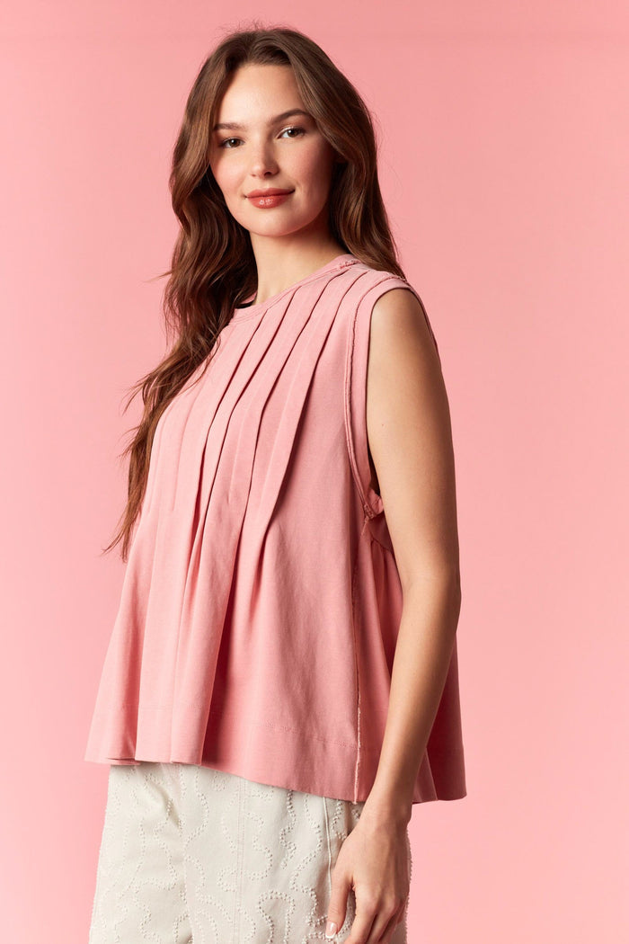 dusty pink pleated tank top relaxed