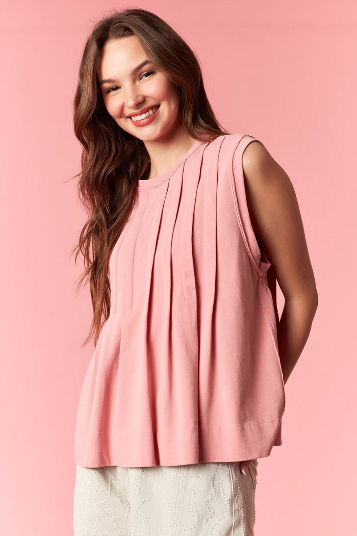 dusty pink pleated tanktop