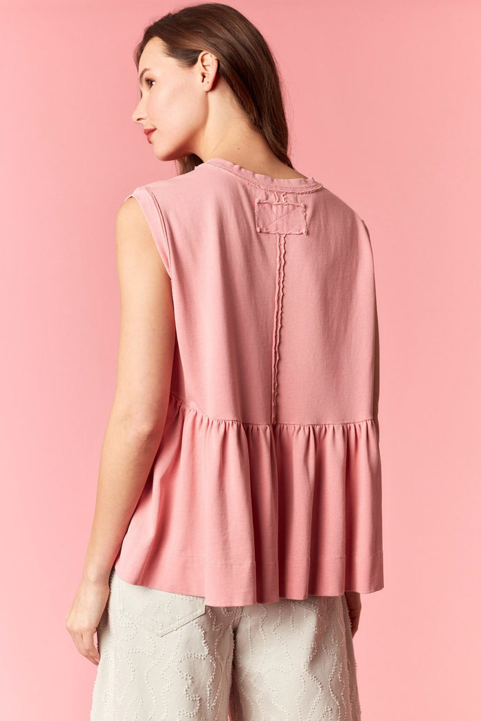 dusty pink pleated tank top oversized