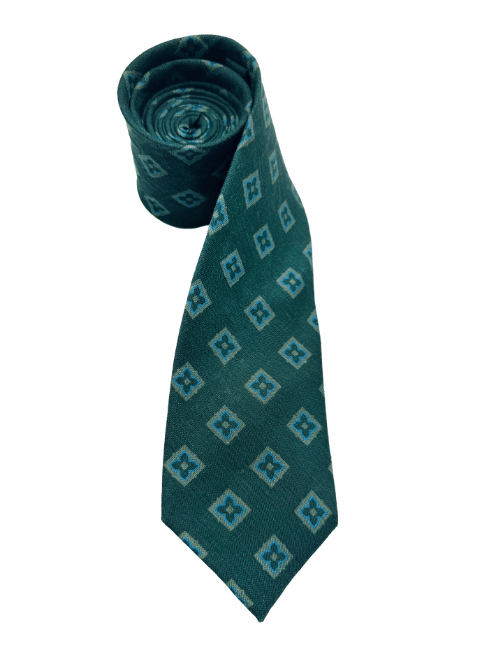 Sutton Green Diamond Linen Tie