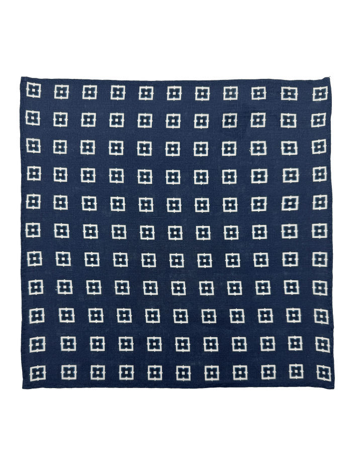 Sutton Navy Diamond Linen Pocket Square