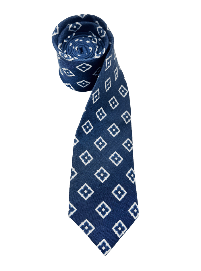 Sutton Navy Diamond Linen Tie