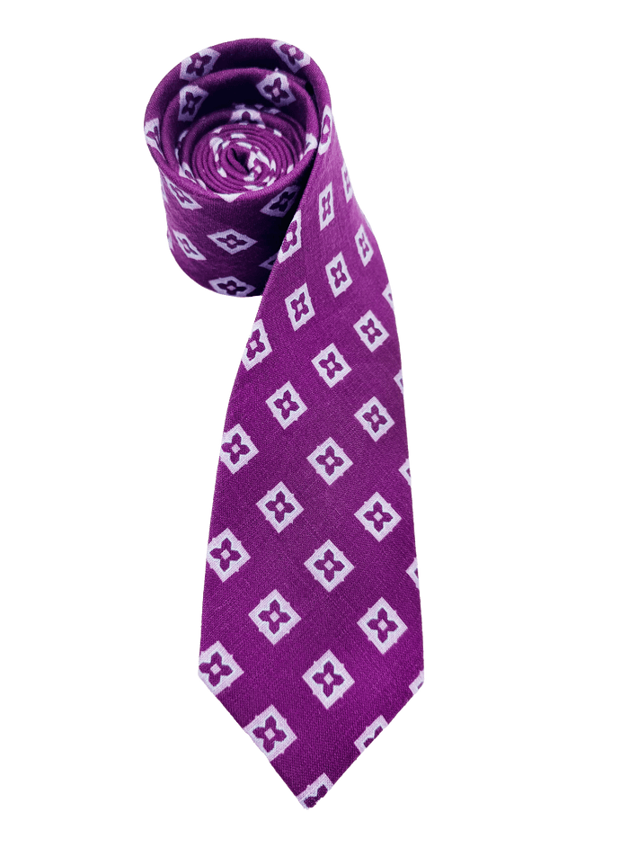 Sutton Purple Diamond Linen Tie