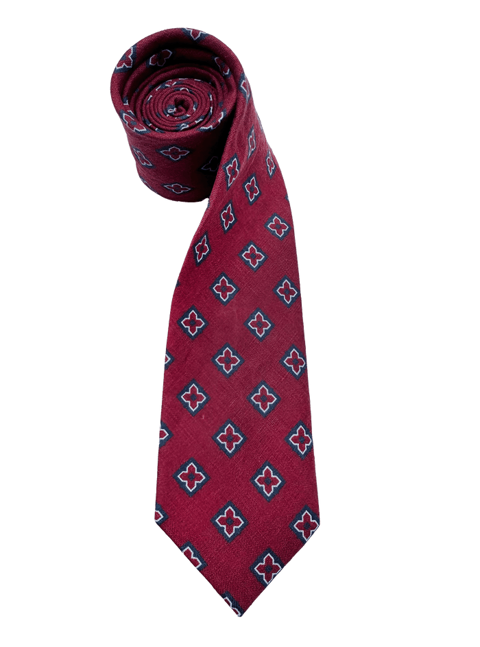 Sutton Red Diamond Linen Tie