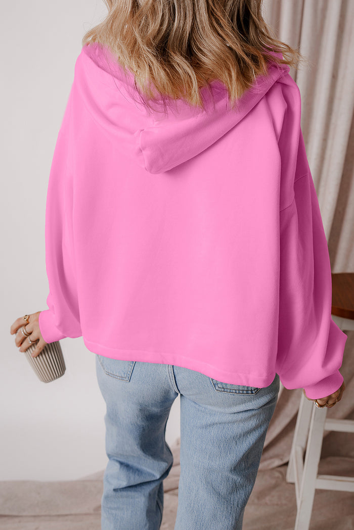Sweat à capuche ample avec demi-fermeture éclair et poches kangourou doublé polaire Bonbon