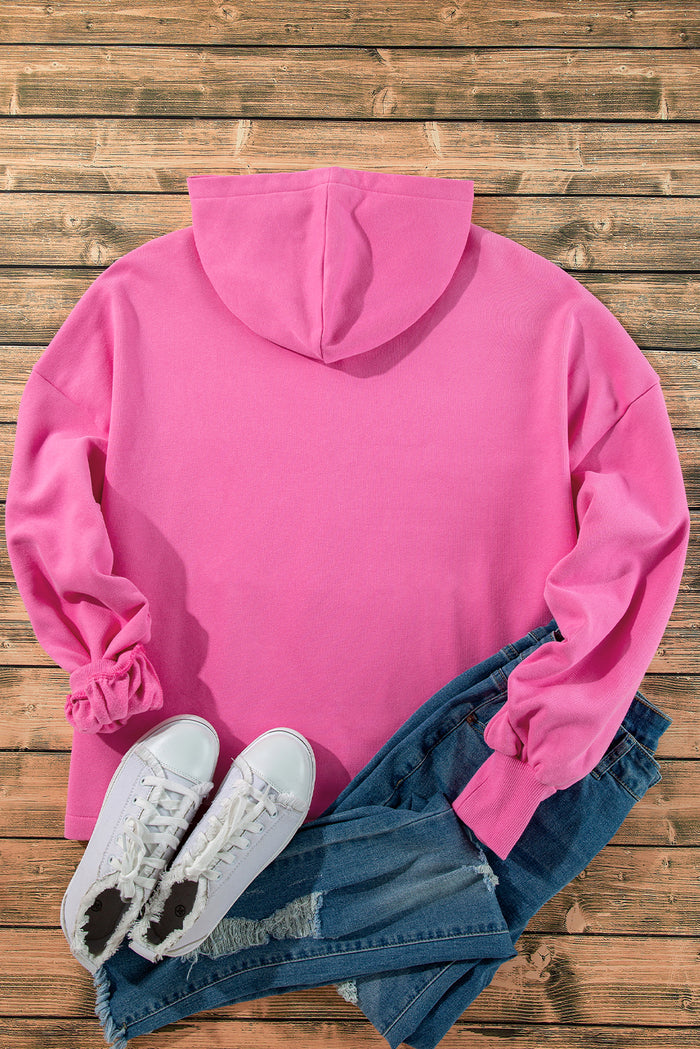 Sweat à capuche ample avec demi-fermeture éclair et poches kangourou doublé polaire Bonbon