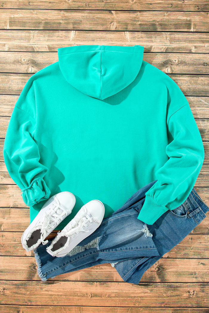 Sweat à capuche ample bleu Aruba doublé en polaire avec demi-fermeture éclair et poches kangourou