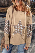 Sweat à capuche avec cordon de serrage à motif étoile et patchwork floral abricot