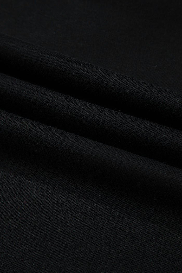 Sweat à capuche court noir uni à épaules tombantes *
