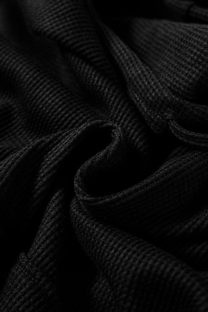 Sweat à capuche surdimensionné noir en tricot gaufré doublé de polaire
