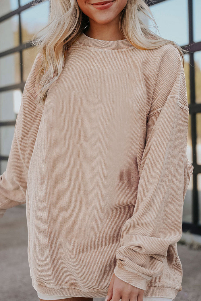 Sweat oversize en velours côtelé abricot
