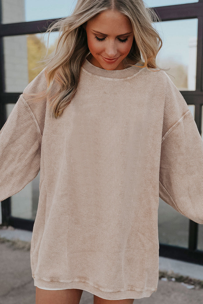 Sweat oversize en velours côtelé abricot