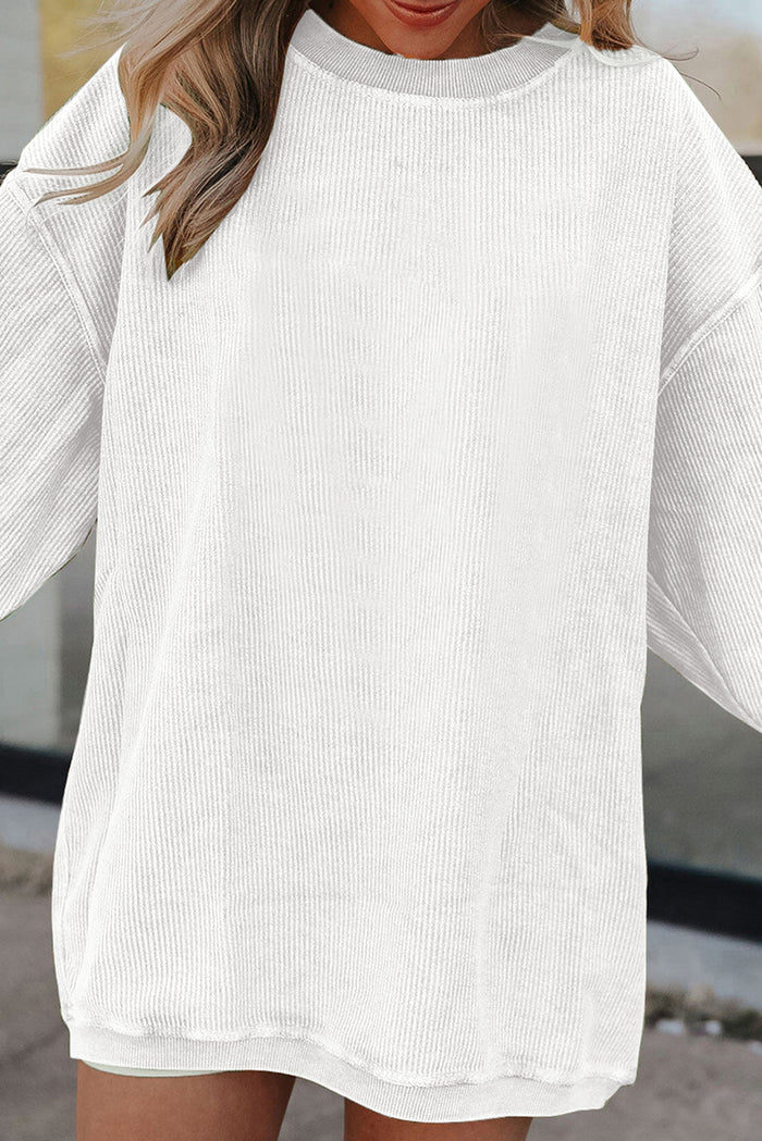 Sweat oversize en velours côtelé blanc