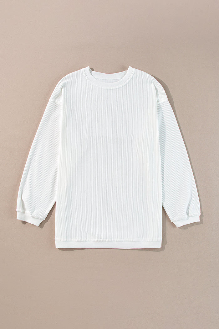Sweat oversize en velours côtelé blanc