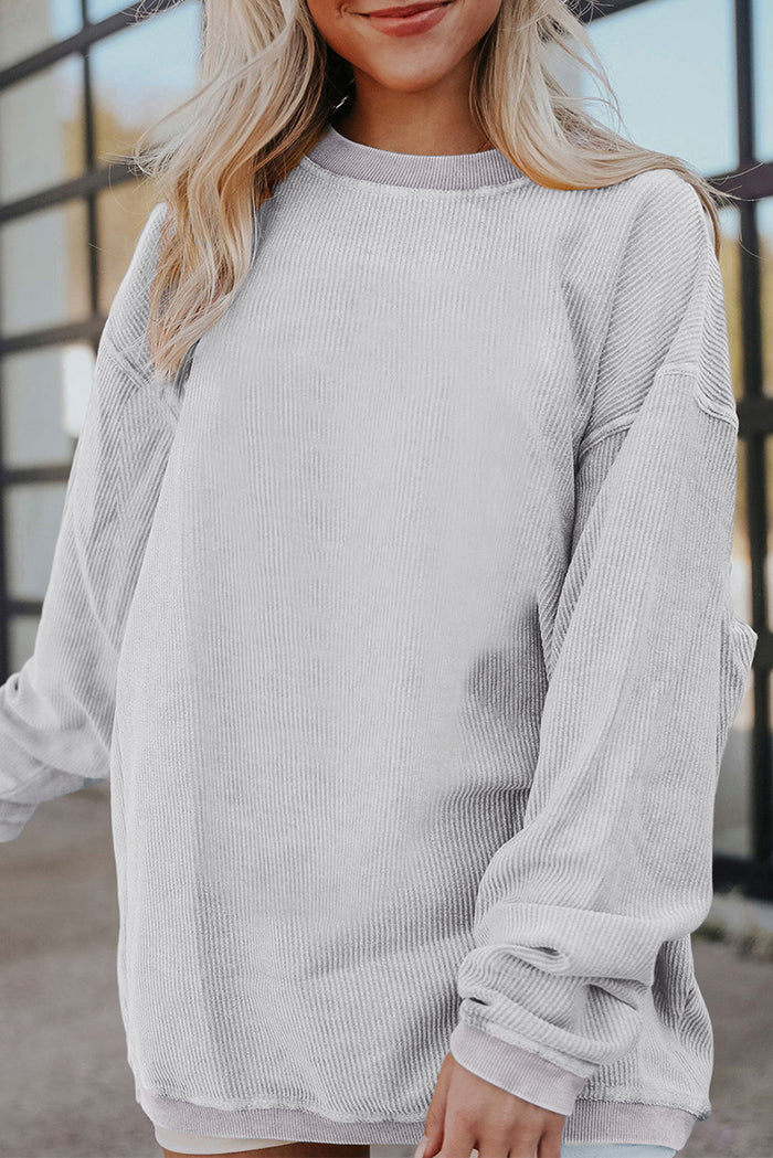 Sweat oversize en velours côtelé gris clair