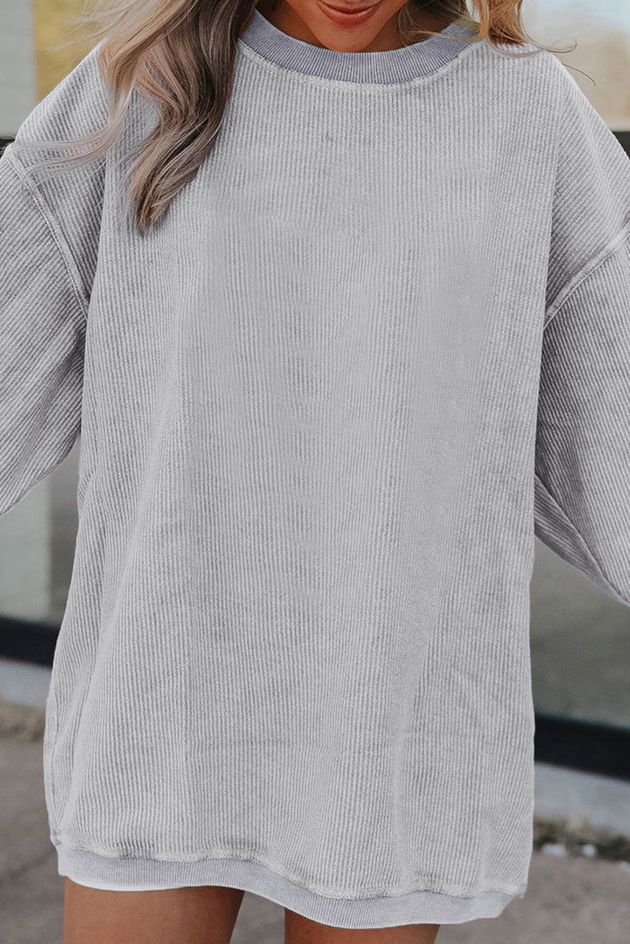 Sweat oversize en velours côtelé gris clair