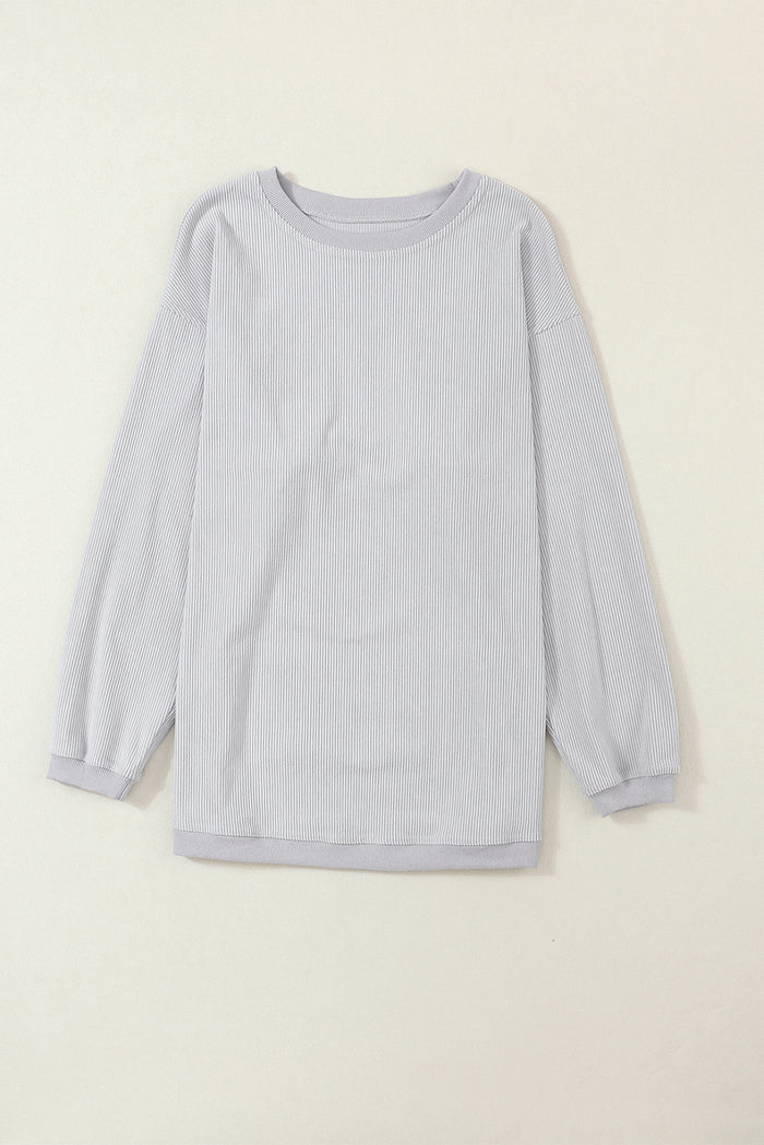 Sweat oversize en velours côtelé gris clair