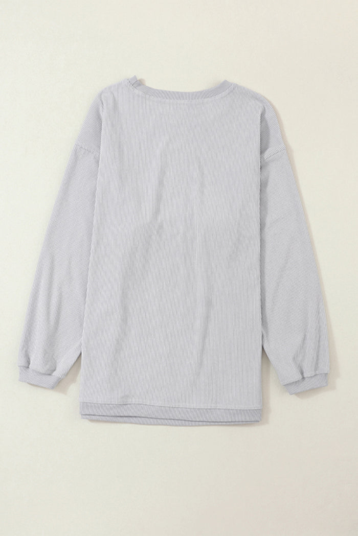 Sweat oversize en velours côtelé gris clair