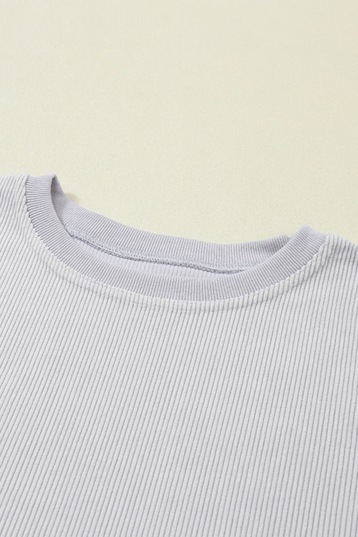 Sweat oversize en velours côtelé gris clair