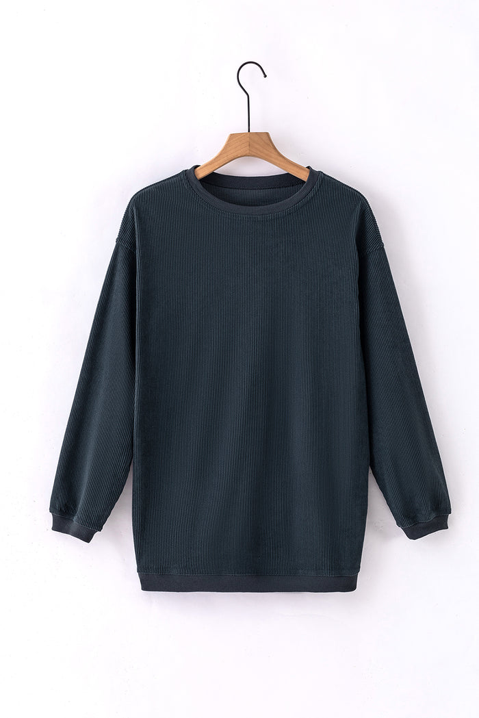 Sweat oversize en velours côtelé gris foncé