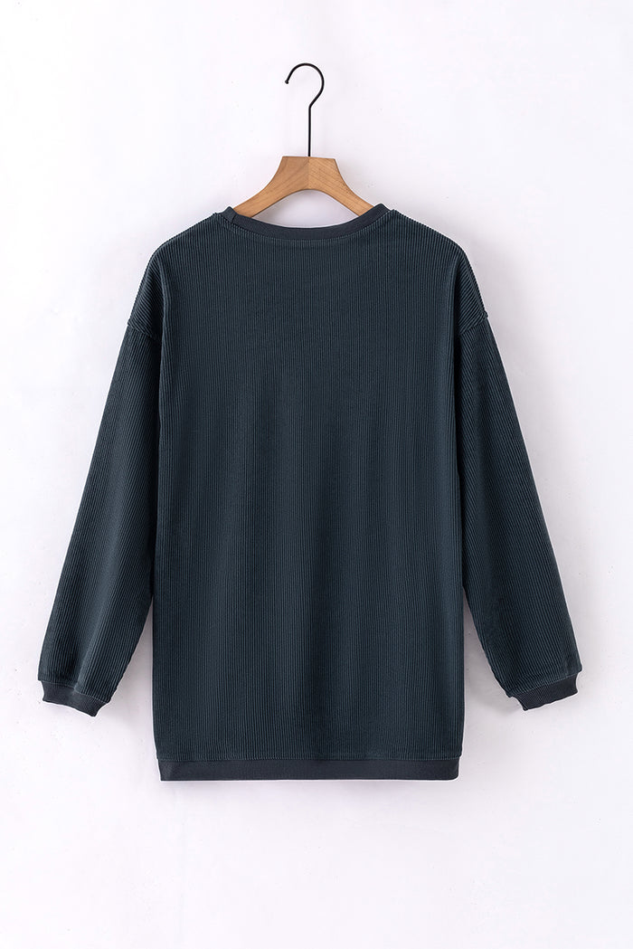 Sweat oversize en velours côtelé gris foncé
