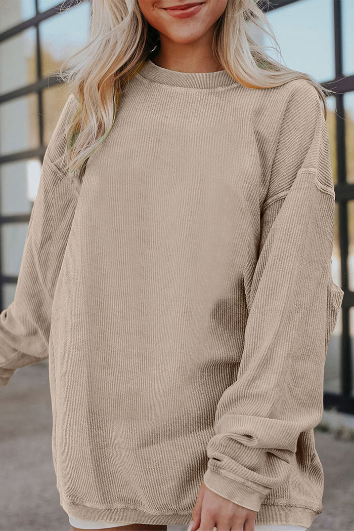 Sweat oversize en velours côtelé gris fumée