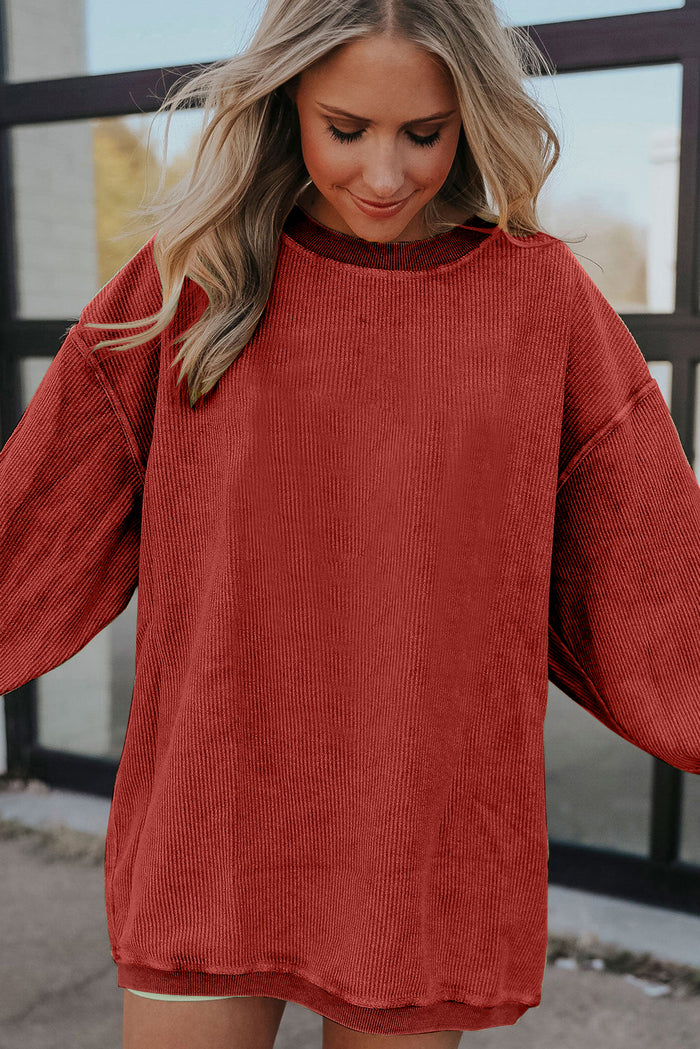 Sweat oversize en velours côtelé rouge Racing