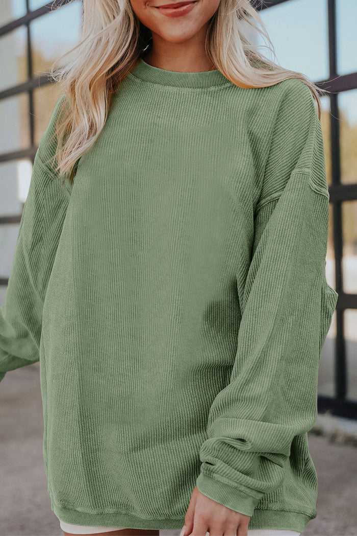 Sweat oversize en velours côtelé vert herbe