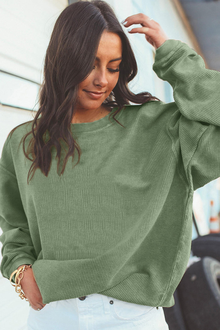 Sweat oversize en velours côtelé vert herbe