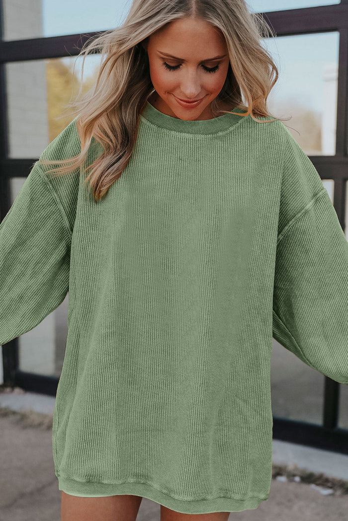 Sweat oversize en velours côtelé vert herbe