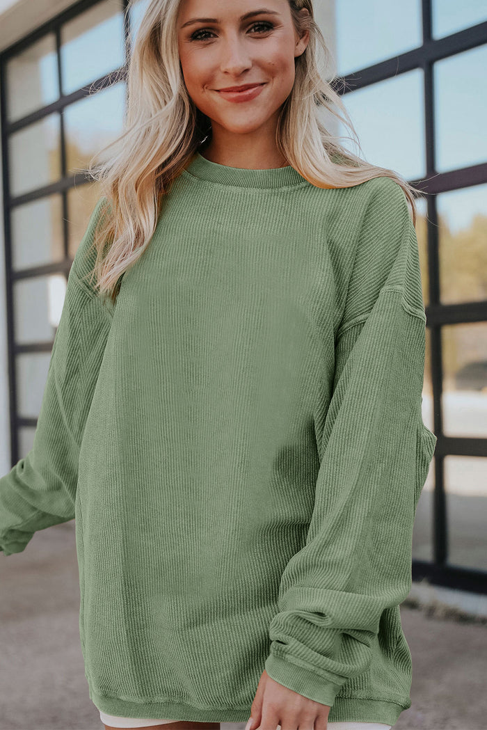 Sweat oversize en velours côtelé vert herbe