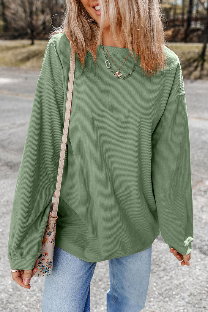 Sweat oversize en velours côtelé vert herbe