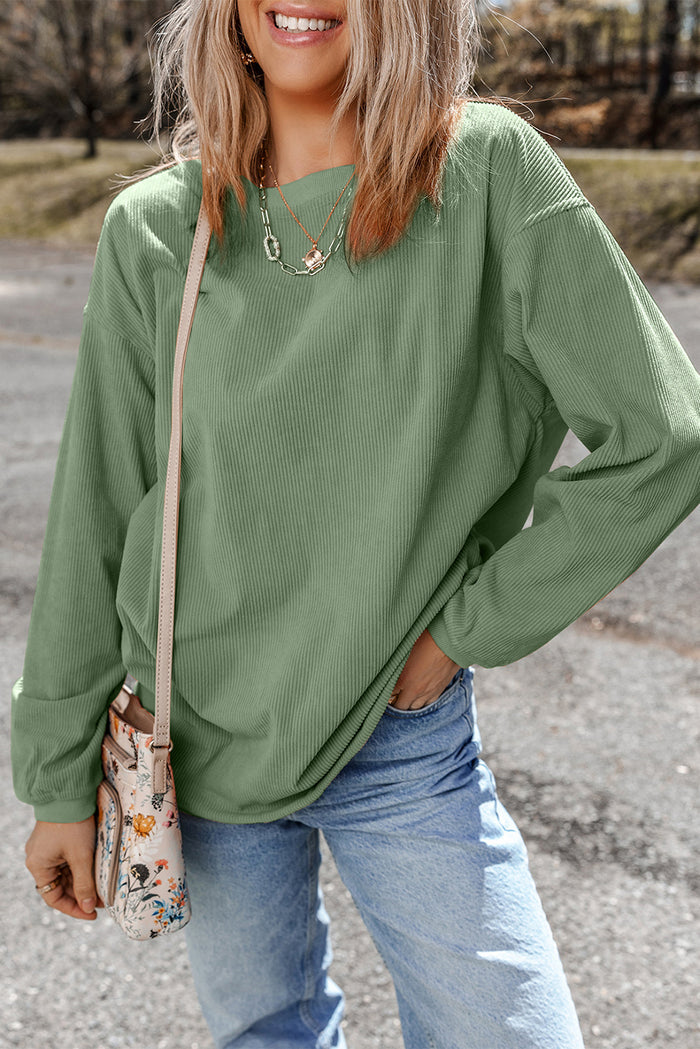 Sweat oversize en velours côtelé vert herbe
