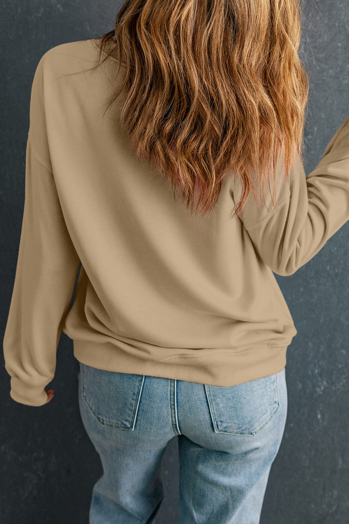 Sweat-shirt à col rond classique uni kaki