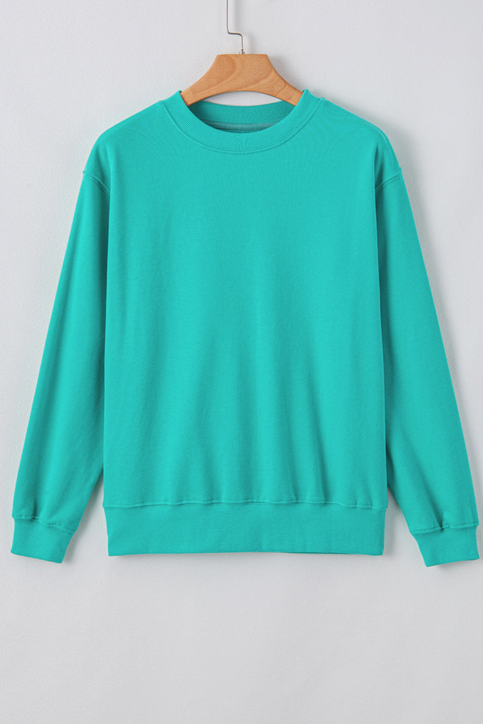 Sweat-shirt à col rond et à épaules tombantes uni bleu Aruba
