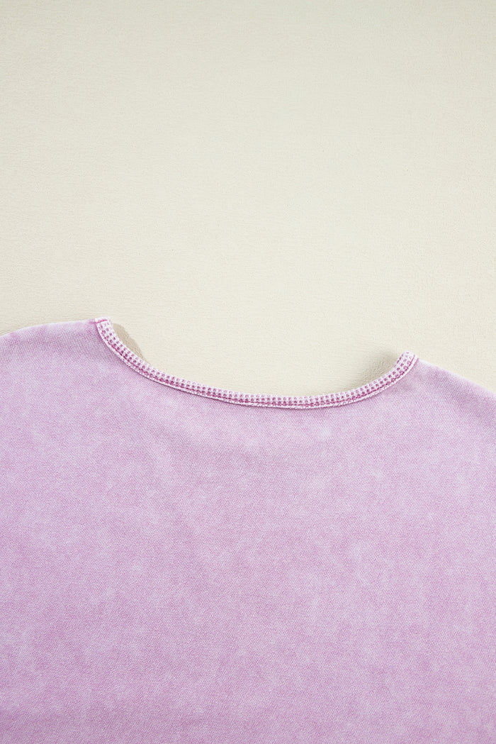 Sweat-shirt à épaules tombantes et délavé minéral Orchid Petal