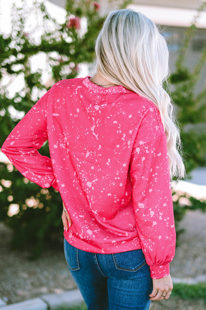 Sweat-shirt à manches longues et tie-dye rose