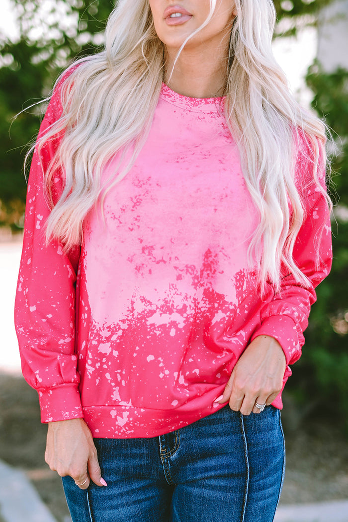 Sweat-shirt à manches longues et tie-dye rose