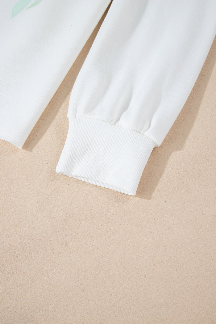 Sweat-shirt ample blanc à motif de nœud papillon et épaules tombantes